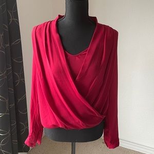 Red forever 21 long sleeve chiffon top